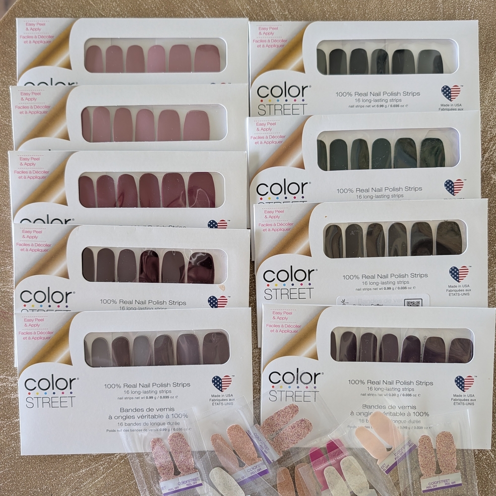 9 Sets Color Street Nail Polish Strips plus Extras
